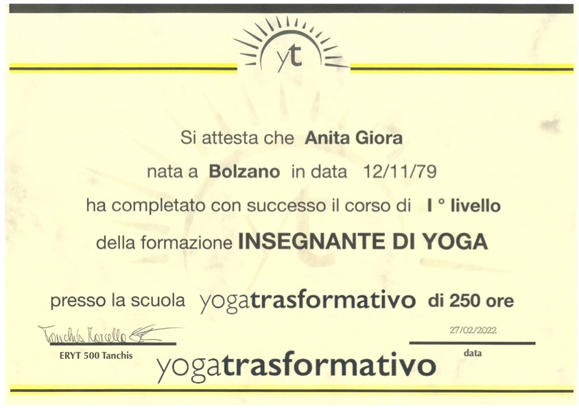 Diploma Yoga Trasformativo I LIVELLO